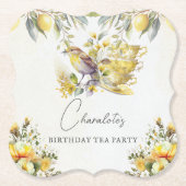 Elegante Verjaardags Thee Vintage Feestje Citroen  Kartonnen Onderzetters (Voorkant)