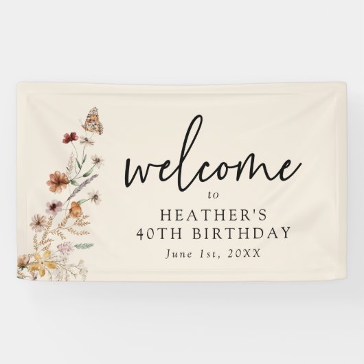 Elegante verjaardagsbanner spandoek (Horizontaal)