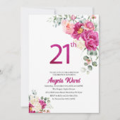 Elegante verjaardagsfeest  bloem glitters 21ste kaart (Voorkant)