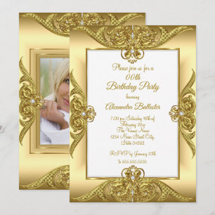 Elegante verjaardagsfeest foto room gouden lijst kaart