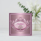 Elegante verjaardagsfeest satijnen roze parel sier kaart (Staand voorkant)