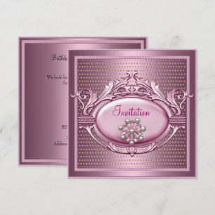 Elegante verjaardagsfeest satijnen roze parel sier kaart