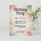 Elegante verjaardagsfeest uitnodiging – Aanpasbaar (Staand voorkant)