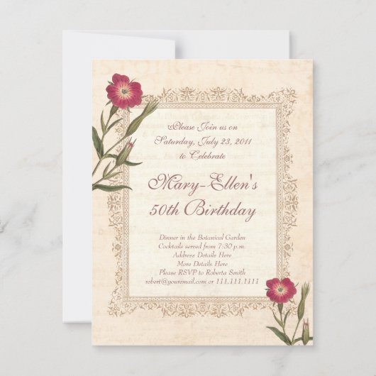 Elegante verjaardagsfeest van 50 jaar voor een dam kaart (Achterkant)