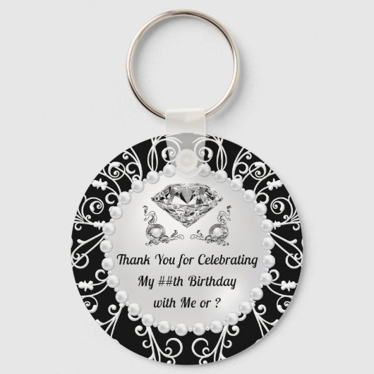 Elegante verjaardagsfeestgunsten, elk jaar, KLEURE Sleutelhanger (Achterkant)