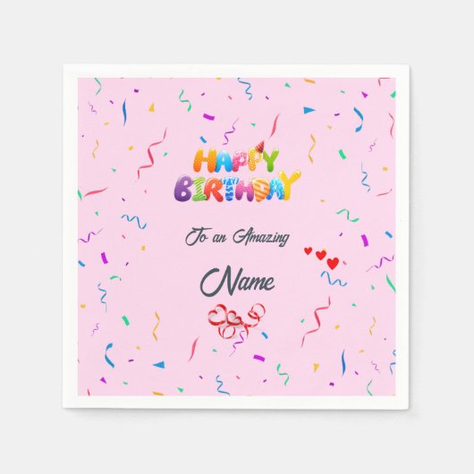 Elegante verjaardagsfeestje servetten - Custom Des (Voorkant)