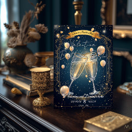 Elegante verjaardagsfeestje uitnodiging champagne 