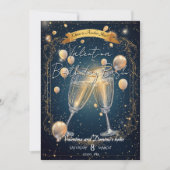 Elegante verjaardagsfeestje uitnodiging champagne  (Voorkant)