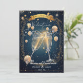 Elegante verjaardagsfeestje uitnodiging champagne  (Staand voorkant)