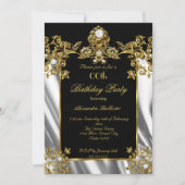 Elegante Verjaardagsfeestje Zijde diamant Goud Kaart (Voorkant)