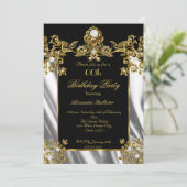 Elegante Verjaardagsfeestje Zijde diamant Goud Kaart (Staand voorkant)