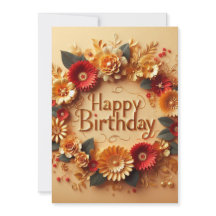 Elegante verjaardagskaart Gouden en rode bloemontw