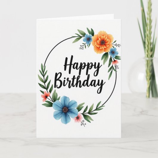 Elegante verjaardagskaart met script kaart (Voorkant)