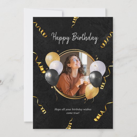 Elegante verjaardagskaart met uw persoonlijke foto feestdagenkaart (Voorkant)