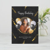 Elegante verjaardagskaart met uw persoonlijke foto feestdagenkaart (Staand voorkant)