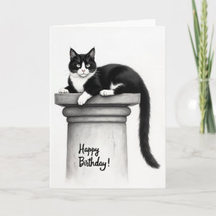 Elegante verjaardagskaart met zwart-witte kat kaart