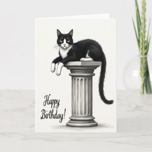 Elegante Verjaardagskaart Zwarte Kat Kaart