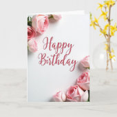 Elegante verjaardagsroos script kaart (Gele Bloem)