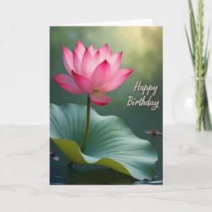 Elegante verjaardagsroze waterbloemkaart kaart
