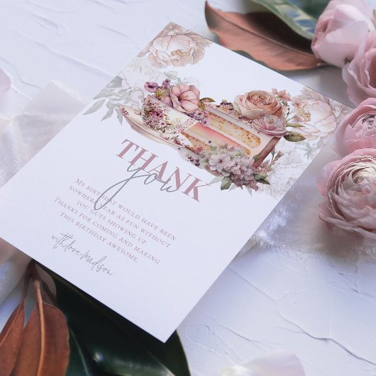 Elegante verjaardagsthee party bedankkaart