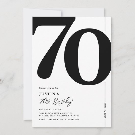 Elegante verjaardagsuitnodiging 70e verjaardag kaart (Voorkant)