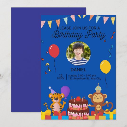 Elegante verjaardagsuitnodiging – Goud & Wit Desig Kaart (Voorkant / Achterkant)