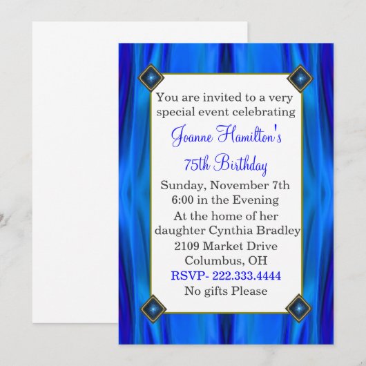 Elegante verjaardagsuitnodiging kaart (Voorkant / Achterkant)