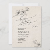 Elegante verjaardagsuitnodiging met bloemen kaart (Voorkant)