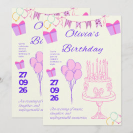 Elegante verjaardagsuitnodiging template kaart