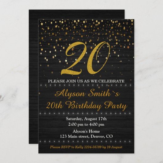 Elegante verjaardagsuitnodiging Volwassen vrouw ui Kaart (Voorkant / Achterkant)