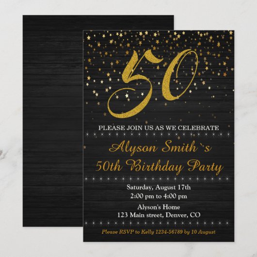 Elegante verjaardagsuitnodiging Volwassen vrouw ui Kaart (Voorkant / Achterkant)