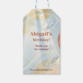 Elegante verjaardagsuitnodiging voor schaatsen in  cadeaulabel