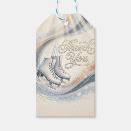 Elegante verjaardagsuitnodiging voor schaatsen in  cadeaulabel