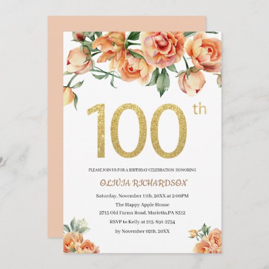 Elegante verjaardagsviering aquarel bloem In Kaart (Voorkant / Achterkant)