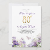 Elegante verjaardagsviering aquarel paars bloem kaart (Voorkant)