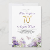 Elegante verjaardagsviering aquarel paars bloem kaart (Voorkant)