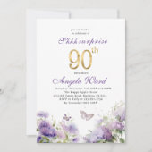 Elegante verjaardagsviering aquarel paars bloem kaart (Voorkant)