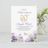 Elegante verjaardagsviering aquarel paars bloem kaart (Staand voorkant)