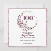 Elegante verjaardagsviering  bloem glitters 100ste kaart (Voorkant)