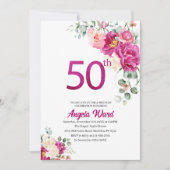 Elegante verjaardagsviering bloem glitters 50e kaart (Voorkant)