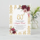 Elegante verjaardagsviering bloem glitters 60ste kaart (Staand voorkant)