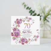 Elegante verjaardagsviering  bloem glitters 70 ste kaart (Staand voorkant)