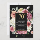 Elegante verjaardagsviering bloem glitters 70ste kaart (Voorkant)