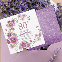 Elegante verjaardagsviering  bloem glitters 80 ste