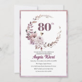 Elegante verjaardagsviering bloem glitters 80ste kaart (Voorkant)