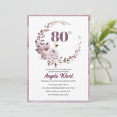 Elegante verjaardagsviering bloem glitters 80ste kaart (Staand voorkant)
