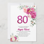 Elegante verjaardagsviering bloem glitters 80ste kaart (Voorkant)