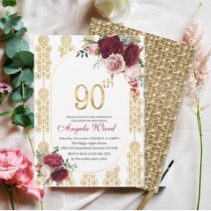 Elegante verjaardagsviering bloem glitters 80ste kaart