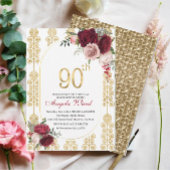 Elegante verjaardagsviering  bloem glitters 80ste  kaart