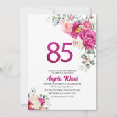 Elegante verjaardagsviering  bloem glitters 85e  kaart (Voorkant)